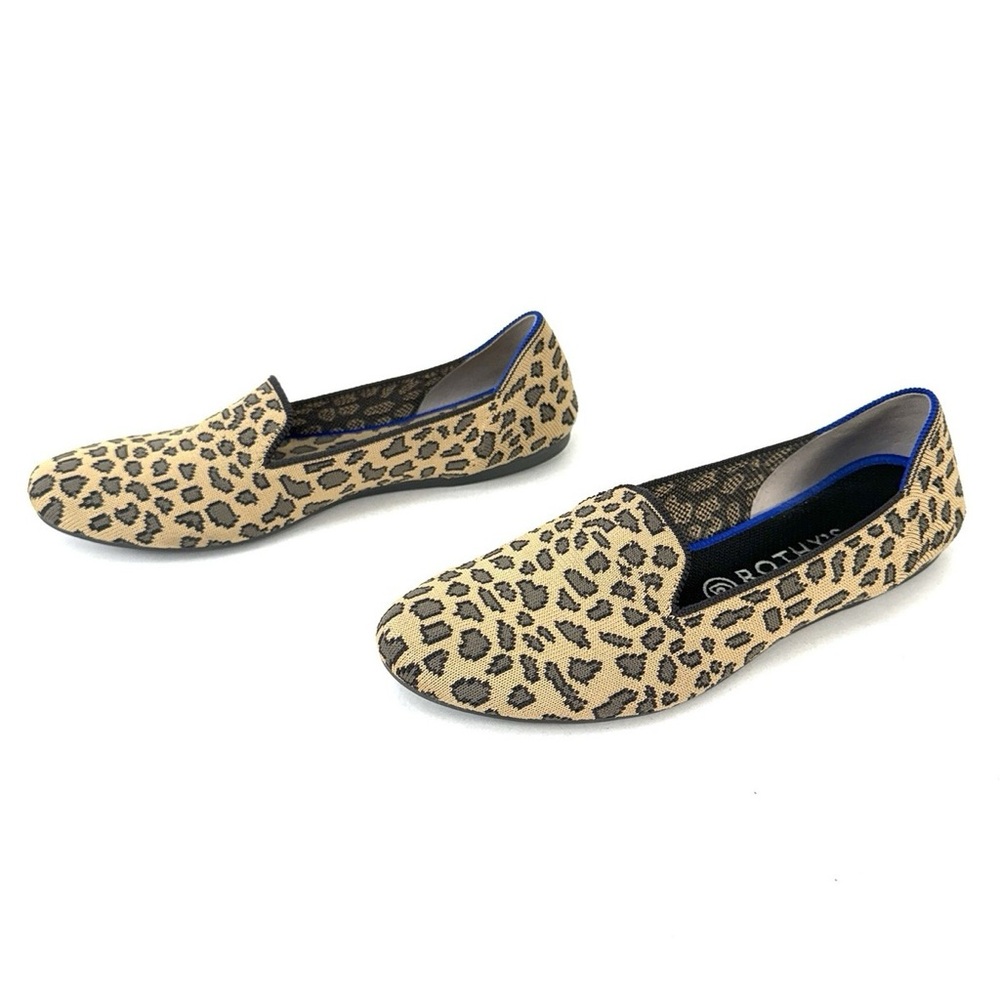 Rothy's Tan and Black Leopard Loafers